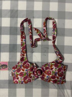 Strawberry Milk Mob Floral Bandeau Bikini Top - Pink Multi